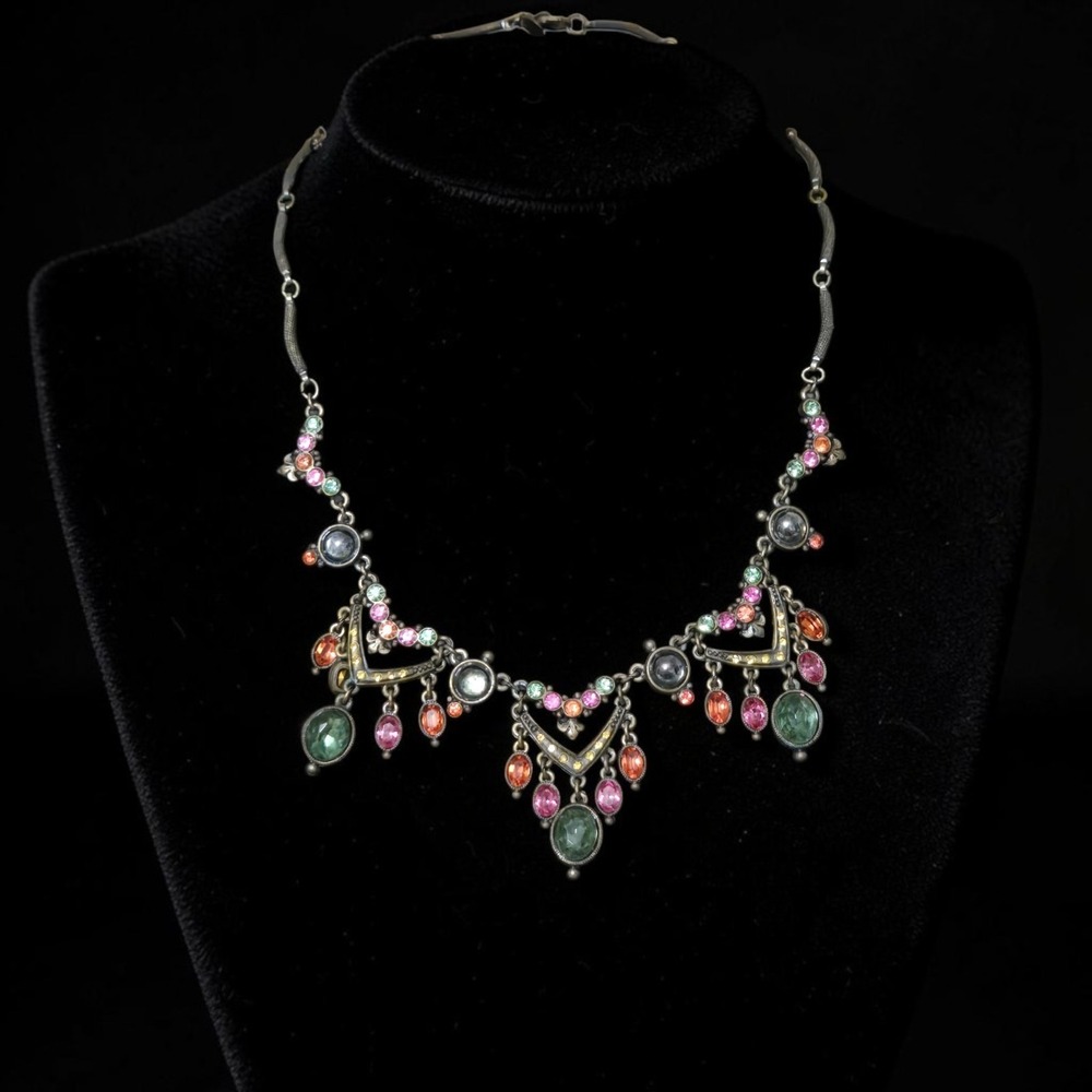 Vintage Sweet Romance Art Deco Egyptian Goddess Collar Rhinestone Necklace USA